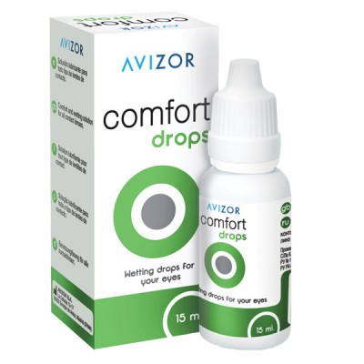 עדשות מגע תמיסות ואביזרים לעדשות מגע אביזור  Avizor Comfort Drops טיפות הרטבה אביזור קומפורט דרופס לעדשות מגע