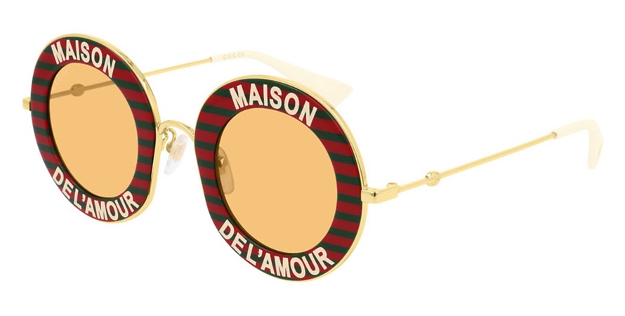 משקפי שמש גוצ'י לנשים Maison De L'Amour GG0113S אדום, זהב, ירוק עגולות