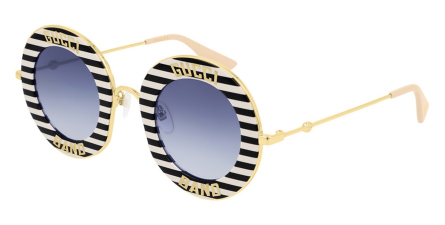 משקפי שמש גוצ'י לנשים Maison De L'Amour GG0113S זהב, לבן, שחור עגולות