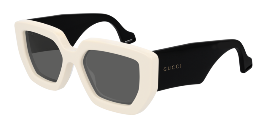משקפי שמש גוצ'י GG0630S לבן, מבריק, שחור מרובעות