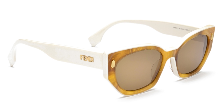 משקפי שמש פנדי FE40018I חום, לבן, מבריק עגולות