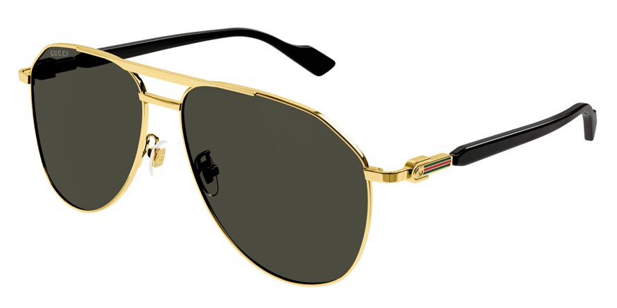 משקפי שמש גוצ'י לנשים GG1220S זהב, שחור טייסים, מרובעות