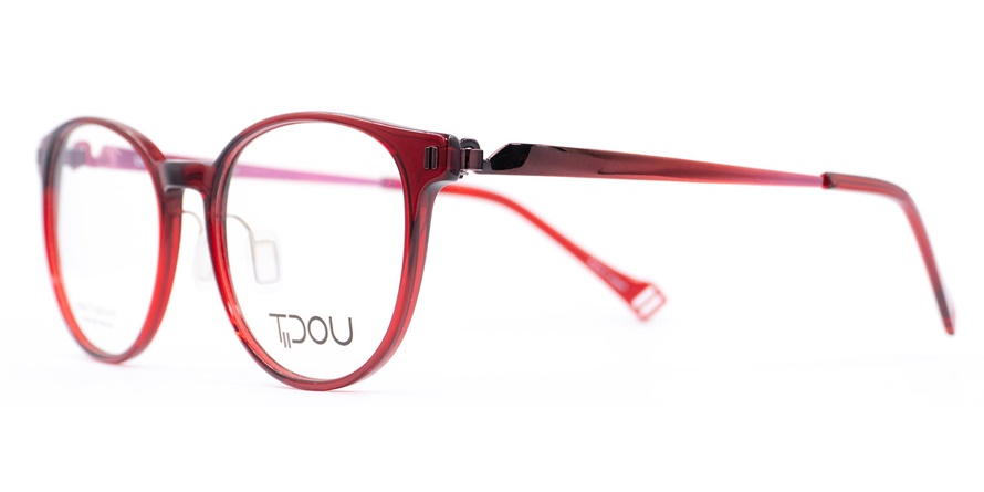 משקפי ראיה טידו TP22 אדום, מבריק, שקוף עגולות